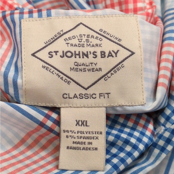 St. John's Bay Performance Classic Fit Short Sleeve Plaid Button-Down Shirt - Picture 7 of 11